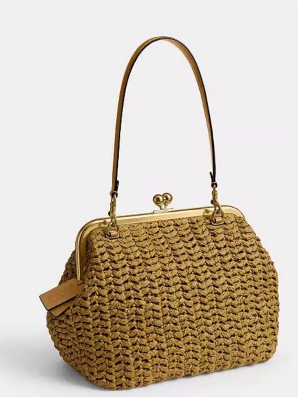 NWT Coach KISS LOCK Frame Bag 27 “Cashin Carry” Beautiful & Neutral Deep Mustard